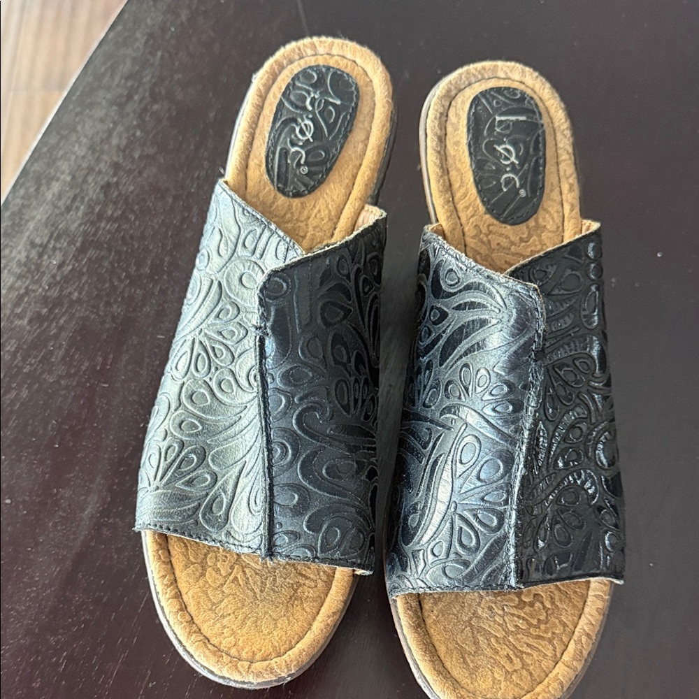 boc Black Embossed Mules